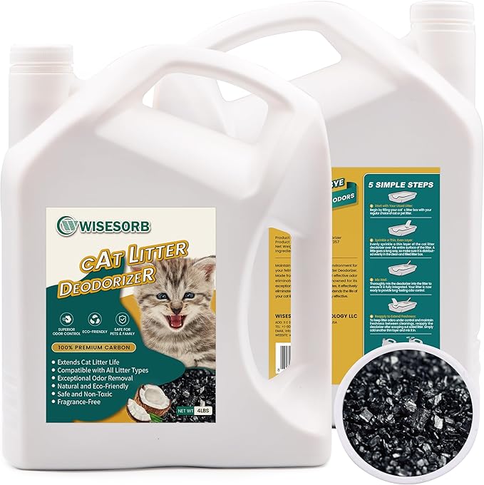 Cat Litter Deodorizer - 4Lb Activated Carbon Litter Box Odor Eliminator Absorber Unscented, Cat Litter Odor Control Room Deodorizer Solution for Homes with Pets-Mewly Pet