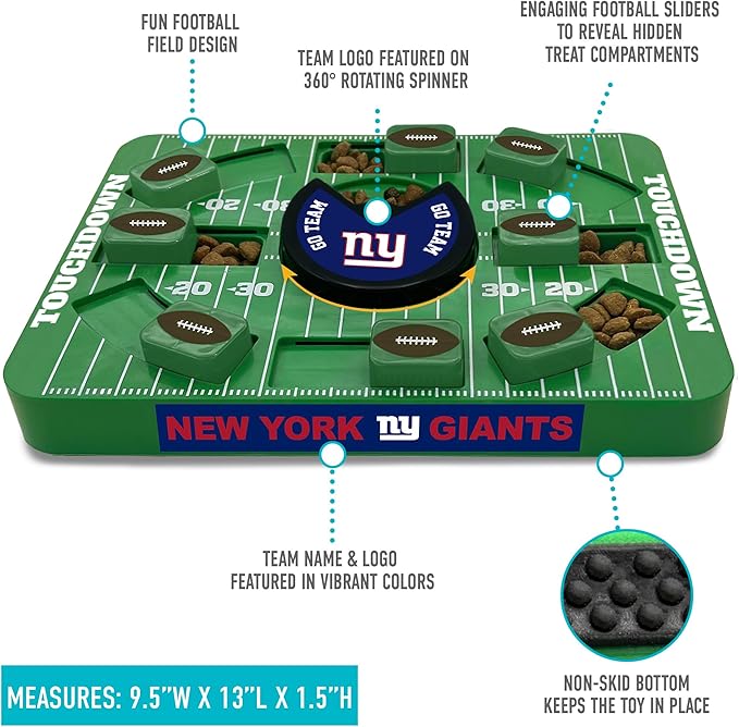 Pets First NFL New York Giants Large Puzzle Toy - Interactive Dog Treat & Slow Feeding Toy-Mewly Pet
