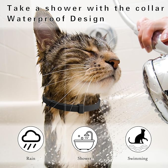 Simnice Calming Collar for Cats - 4 Pack, Adjustable Calming Collar for Cats - Pheromone Cat Collars for Anxiety & Stress Relief, Water-Resistant & Long-Lasting Effect (Black)-Mewly Pet