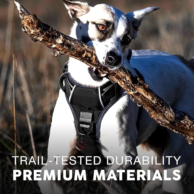 Embark Adventure Dog Harness, Reflective Trim No Pull Dog Harness Medium Sized - Military Grade Nylon, Front Clip with Gel Lined Handle. Soft & Padded Puppy Harnesses for Any Breed-Mewly Pet