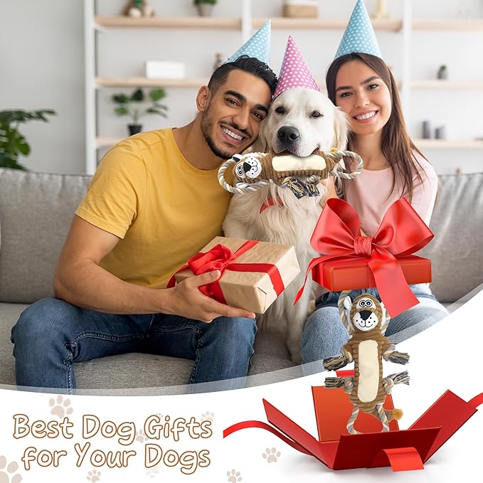 Squeaky Dog Toys, Interactive Tug of War Puppy Toys, Funny Plush Dog Chew Toys, Stuffed Dog Toys for Small,Medium and Large Dogs - Lion-Mewly Pet