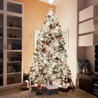 RPGT Christmas Light 1000 LEDs 336ft Green Cable Wire Fairy String Tree Twinkle Lights Plug in 12 Modes for Christmas Party, Outdoor, Garden, Wedding, Home Decoration (White)