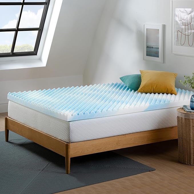 ZINUS 3 Inch Swirl Gel Cooling Memory Foam Mattress Topper, Smaller, More Convenient WonderBox Packaging, Cooling, Airflow Design, CertiPUR-US Certified, Full