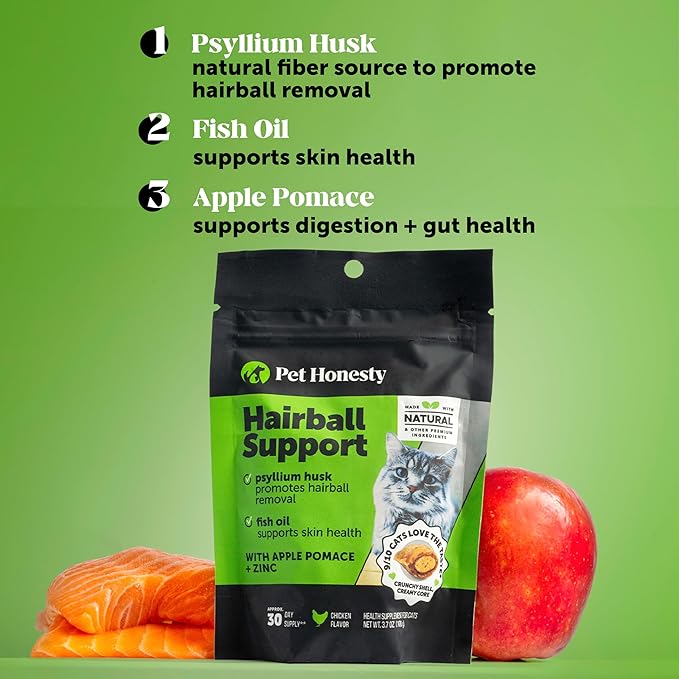 Cat Hairball Support Crunchy & Creamy Chews, Hairball Remedy Treats, Cat Furball Treatment, Supports Skin & Coat, Vitamins for Digestion, Chicken (30-Day Supply)-Mewly Pet