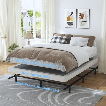4 Inch Box Spring for Queen Bed Base, Low Profile Metal Queen Size Box Spring with Fabric Cover, 3000 Lbs Max Weight Capacity Mattress Foundation, Noise-Free, Easy Assembly
