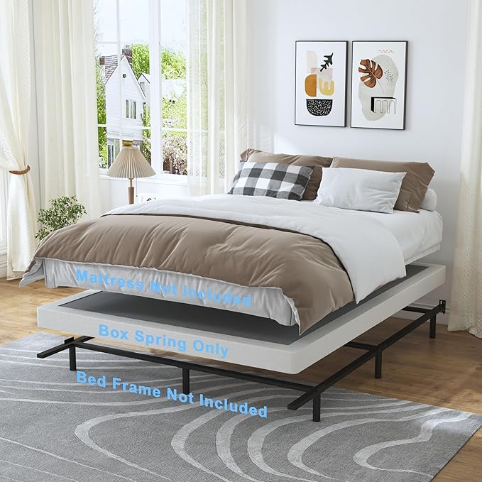 Low Profile Box Spring King Size,3 Inch Box Spring for King Bed,Heavy Duty Mattress Foundation,Metal Bed Base/Noise Free/Non-Slip/Easy Assembly