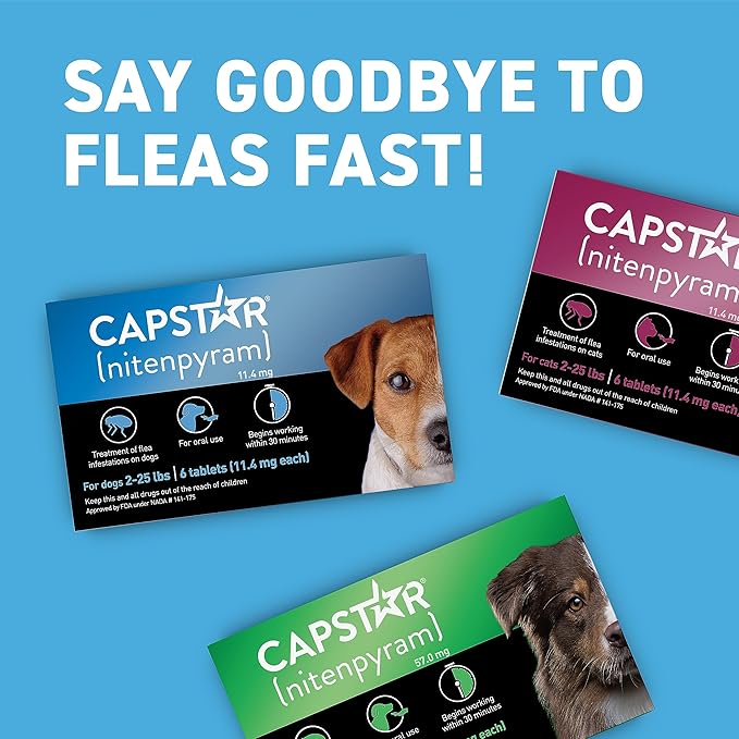Capstar(nitenpyram) for Dogs Fast-Acting Oral Flea Treatment for Dogs 2-25 lbs, Vet-Recommended Medication Tablets Start Killing in 30 Minutes, 6 Doses-Mewly Pet