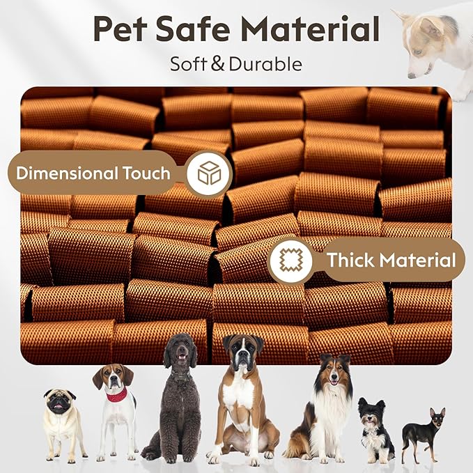 Snuffle Mat for Dogs, Dog Puzzle Mat, Interactive Dog Toys for Enrichment,Sniff Mats with Non-Slip Backing,Suitable for Breeds and Sizes of Dogs (Brown, 17" X 15")-Mewly Pet