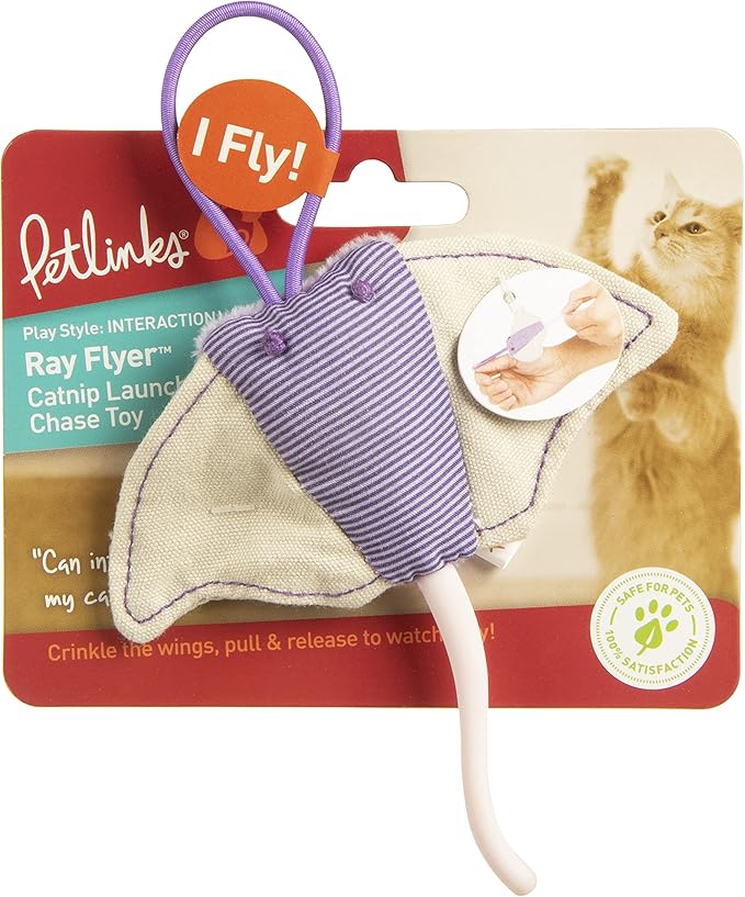 Petlinks Ray Flyer Stingray Launcher Catnip Cat Toy - Purple, One Size-Mewly Pet