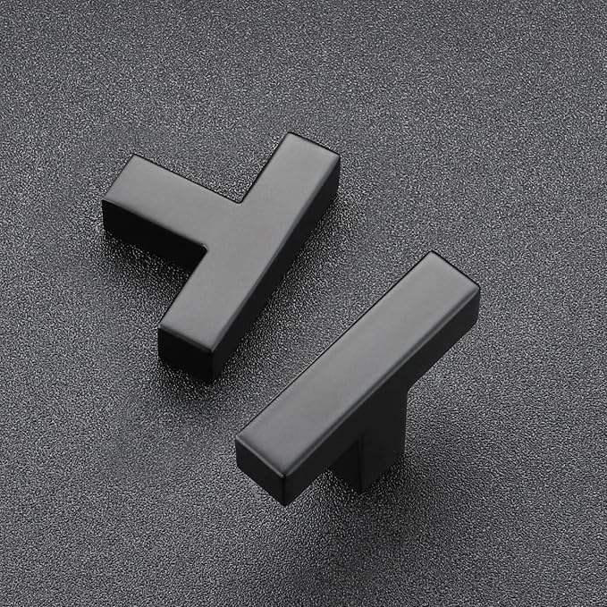Ravinte 3 Pack Black Cabinet Pulls Single Hole Square Kitchen Cabinet Handles Matte Black Kitchen Hardware for Drawer Pulls Drawer Handles Come with Screwdriver
