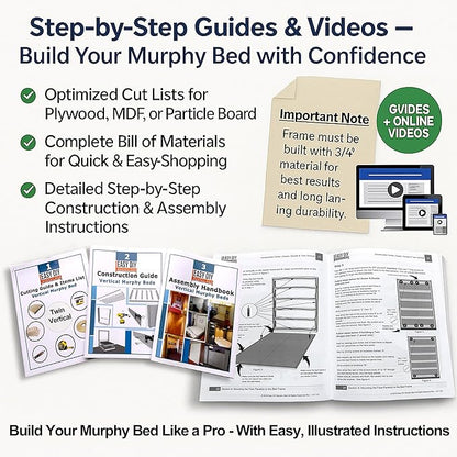 Full Size DIY Murphy Bed Hardware Kit – Vertical Wall Bed for Space-Saving - Budget-Friendly DIY Setup - Made in USA - Hide Away Design with Full Murphy Bed Hardware - Bed Lift Mechanism - Pull Down
