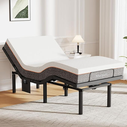 Marsail MS01 Twin XL Adjustable Bed Base Frame, 4 Ports USB A&C Adjustable Bed Base with Under-Bed Nightlight, 3 Minutes Fast Assembly, Wireless Remote Control Adjustable Bed with 4 Height Options