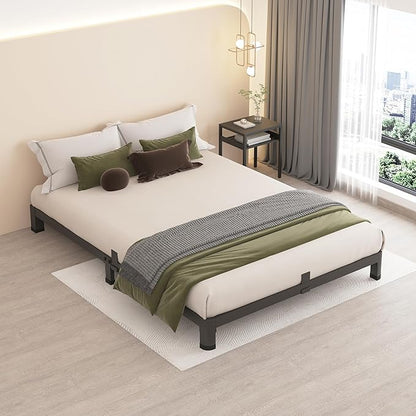 MAF 4 Inch Full Size Metal Platform Bed Frame with Round Corner Legs, 3000 LBS Heavy Duty Steel Slats Support, Noise Free, No Box Spring Needed, Easy Assembly