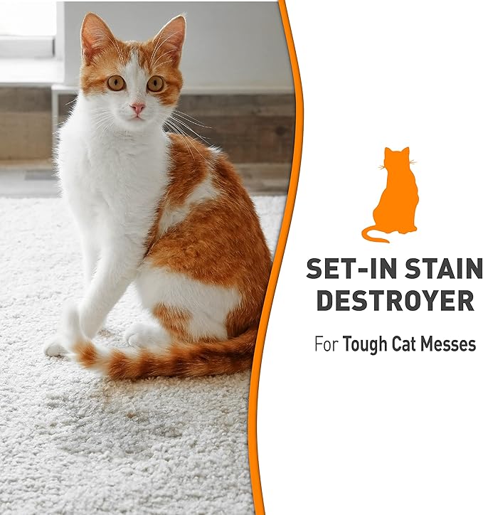 Nature’s Miracle Set-In Stain Destroyer, 1 Gallon, For Cat Messes, Oxy Formula With Orange Scent-Mewly Pet