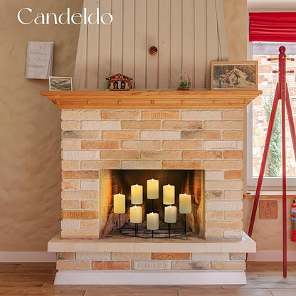 Candelabra Fireplace Candle Holder: Black Metal Pillar Candle Holders for Inside Fireplace Mantle Decor Floor Candelabras Table Centerpiece