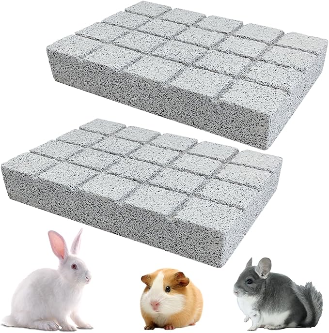 Hamiledyi 2PCS Rabbit Scratching Pads Bunny Lava Grinding Claw Pads Small Animal Foot Pads Hamster Scratch Board Chew Toys for Gerbil Chinchilla Hedgehog Guinea Pig Cage Accessories-Mewly Pet