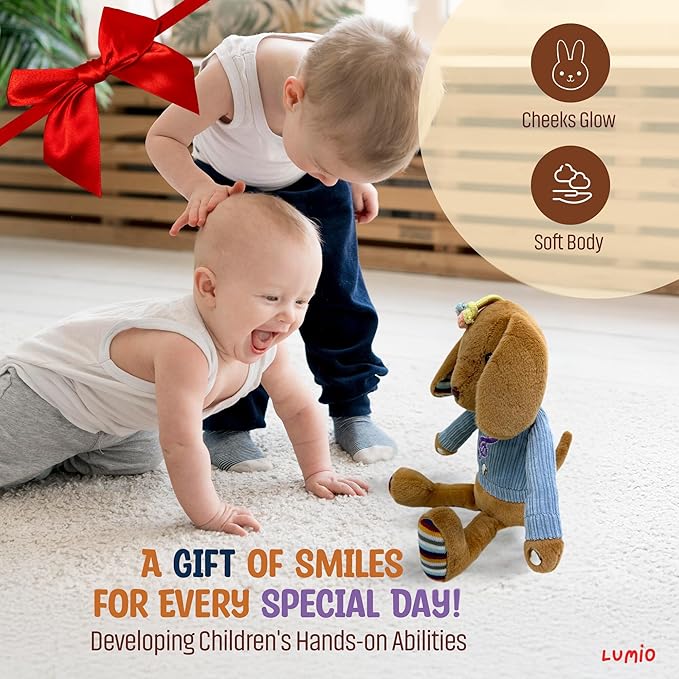 Lumio Musical Stuffed Animal Plush Toy with Lights & Sounds - Cute Interactive Toy for Newborns, and 3 6 12 to 48 Months (Puppy)-Mewly Pet
