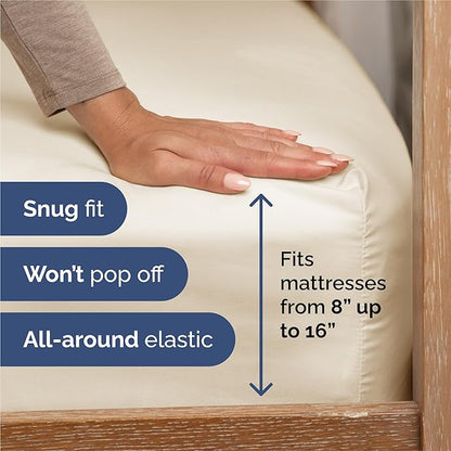 King Sheets Set 6 Piece - Includes 4 Pillowcases - Bed Sheets King Size - Soft Hotel Luxury Bedding - Cooling, Comfy, Cozy & Breathable - 1 Flat & 1 Fitted & 4 Pillowcases w/ Deep Pockets - Off White