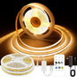 32.8ft COB LED Strip Light Warm White, High Bright LED Strips with 320LEDs, RF Remote and UL Power Supply, 2700K Dimmable LED Lights for Bedroom,Kitchen, DIY Home Decoration, 2 Rolls of 16.4ft