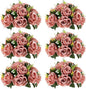 NUPTIO Artificial Flower Centrepieces for Tables - 6 Pcs Dusty Rose Fake Flowers Roses Balls 9.5in Diameter - Silk Faux Rose Arrangement for Wedding Party Centerpiece Table Decorations