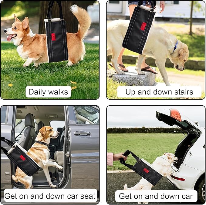 Leather Dog Lift Harness,Sling for Large Dogs Hind Leg Support,Support Harness for Back Legs,Dog Rear Lift Harness Assist for Senior,Injured,Post ACL,TPLO Surgery Recovery Essentials,Mobility aids L-Mewly Pet