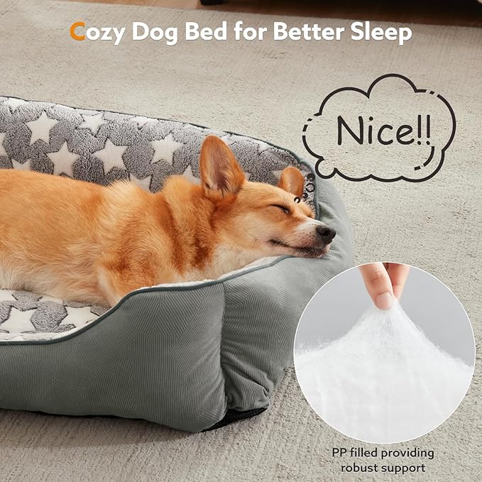 SIWA MARY Dog Bed Medium Size Dog,Waterproof Dog Sofa Beds,Comfort Dog Beds for Medium Dogs with Non-Slip Botttom,S Plus(25"x21"x8") Dark Grey-Mewly Pet