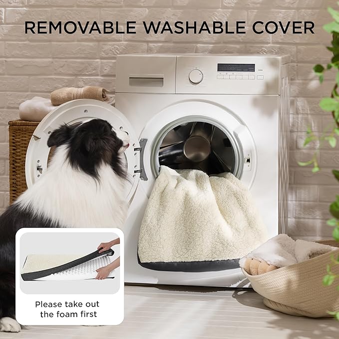 Bedsure Dog Beds Large Sized Dog - Orthopedic Flat Pet Beds with Removable Washable Cover, Egg Crate Foam Puppy Mat, Suitable for Pet Up to 65 lbs-Mewly Pet