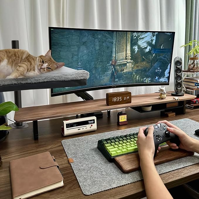 Cat Desk Bed - Perfect Cat Hammock for Your Desk Perch Adjustable Steel Frame Soft Fabric Removable Washable 16 inch Unique and Modern cat Furniture-Mewly Pet