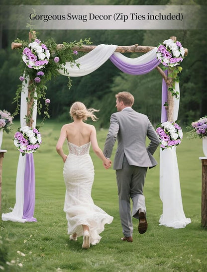 BLOSMON Lilac Purple Flowers Artificial: 2 Pcs Fake Roses Flower Balls Centerpiece for Wedding Table Decoration- Artificial Silk Kissing Bouquet Floral Arrangement for Home Party Event Decor