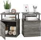 Furinno JAYA End Side Sofa Table/Nightstand with Door, 2-Pack, PVC Tubes, French Oak Grey/Black