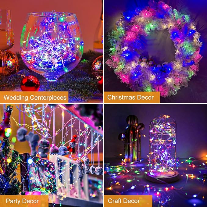 btfarm 30 Pack Fairy Lights Battery Operated [3 Modes], 7ft 20 Led Twinkle Lights String Lights Waterproof Bulk Small Mini Silver Wire for Mason Jars Vases Wedding Table Centerpiece, Multicolor