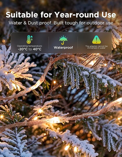 Govee Christmas Lights 2, RGBWIC 66FT 200LEDs Holiday String Lights with Shape Mapping Function, Smart LED Decoration for Indoor Outdoor Tree, 130+ Preset Scenes, Voice and APP Control, Clear Wire