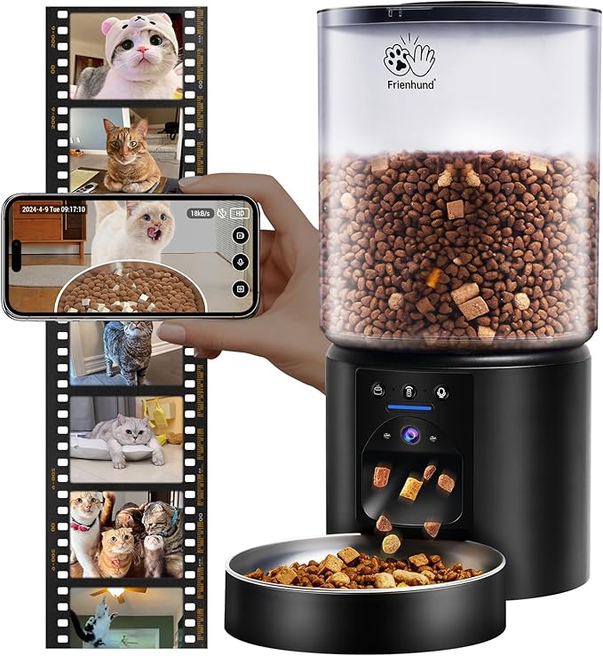 Automatic Cat Feeder with 2K HD Camera: 5G WiFi Automatic Dog Feeder with Sealed Outlet,Cat Food Dispenser with Freshness for Multiple Pets,Detachable for Easy Clean-21 Cup (5L Food Storage)-Mewly Pet