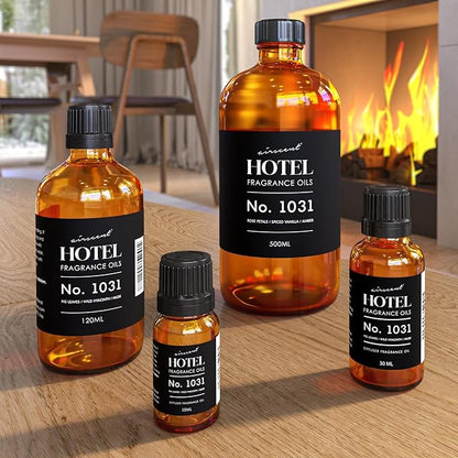 AirScent Hotel Diffuser Oil No. 1031 - Rose Petals Spiced Vanilla Amber - Hotel Scent Dupe -Premium Fragrance Oil for Ultrasonic and Waterless Diffusers and Crafting - 120 mL, 4 fl oz Glass Bottle