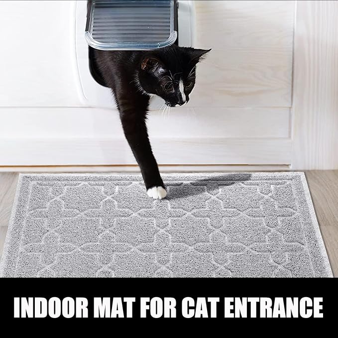 Yimobra Cat Litter Mat, 24"x20" Litter Mat with Litter Lock Mesh, Soft Cat Litter Mat Litter Trapping Mat, Easy to Clean, Non-Slip, Water Resistant, Litter Free Floors, Grey-Mewly Pet