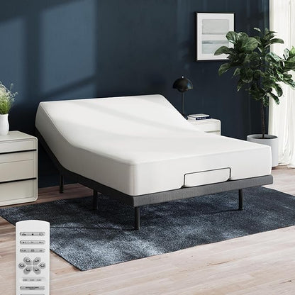 Nectar Luxe Queen Adjustable Base & 14” Mattress (New Version) - Head & Foot Incline - Medium Firm Memory Foam - Cooling Upgrade - 3 Massage Settings - 365-Night Mattress Trial & Forever Warranty