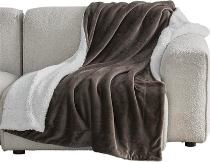 Bedsure GentleSoft Sherpa Fleece Throw Blanket for Couch - Thick and Warm Throw for Women and Men, Soft Fuzzy Plush Blanket for Winter, Brown, 50x60 Inches