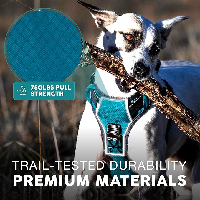 Embark Adventure Dog Harness, Reflective Trim No Pull Dog Harness Medium Sized Dogs - Military Grade Nylon, Front Clip with Gel Lined Handle.-Mewly Pet