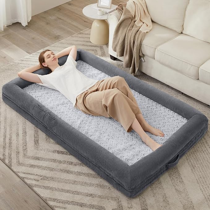 WNPETHOME Human Dog Bed for Adult, Washable Dog Couch with Removable Waterproof Cover, Orthopedic Large Pet Sofa Bed with Bolster Sides for Sleeping-Mewly Pet