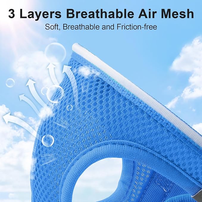 Light Up Dog Harness,Rechargeable LED Dog Harness for Small Medium Large Dogs,Reflective Lighted Safety Vest for Night Walking & Camping,Lightweight & Adjustable,Sky Blue,S-Mewly Pet