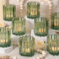 Glass Green Votive Candle Holder, Ribbed Votive Candle Holders Set of 12, Tealight Candle Holder for Wedding Centerpieces Dinner Party Table Decor