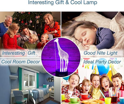3D Giraffe Decor Lamp with Remote, 7 Color Changing Night Light Toys, Birthday Gift for Kids Girls Boys