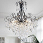 WUZUPS Crystal Chandelier 10-Light Pendant Ceiling Light Modern Lighting Fixture for Dining Room Hallway Bedroom Kitchen Bathroom, H 27.6" x W 22.8", E12 Base, Black