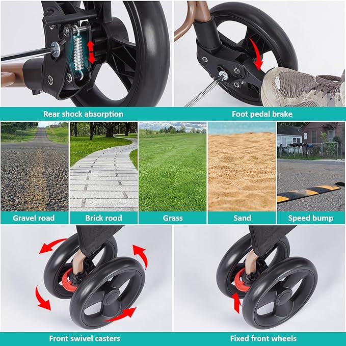 Ownpets Pet Stroller with Upgraded 4 Wheels, Foldable Dog Stroller for Medium Dogs and Cats Up to 66lbs, Detachable Carrier for Car Seat, with Storage Organizer, Cup Holder-Mewly Pet