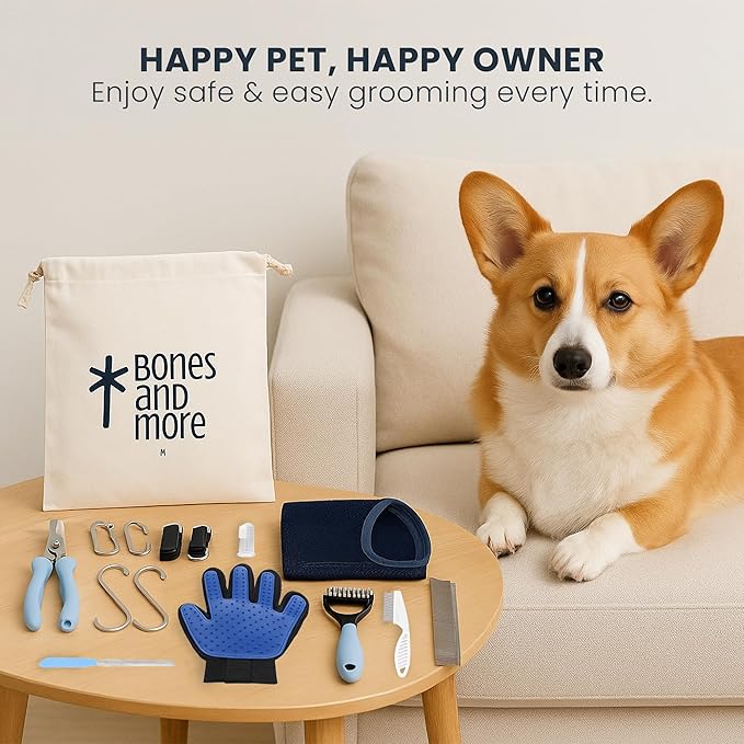 Pet Grooming Hammock Kit for Dogs & Cats - Includes Hammock Harness, Nail Clippers, Nail File, Grooming Glove, Dematting Comb, S-Hooks, Carabiners & Storage Bag for Easy Home Grooming Large (93×56) cm-Mewly Pet