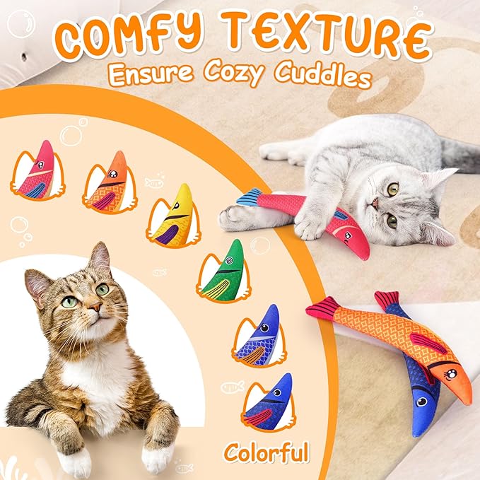 Cat Toys for Indoor Cats, 6 Pack Interactive Catnip Toys for Bored, Kitten Kicker Toy for Kitty with Sound, Cat Chew Toys for All Breeds-Mewly Pet