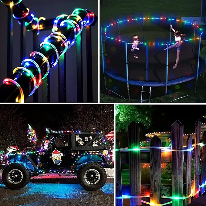Color Changing Rope Lights String Lights for Bedroom, Battery Powered Light Strip 40ft 8 Modes Hanging Fairy Lights with Remote for Camping Halloween Christmas, 2 Pack