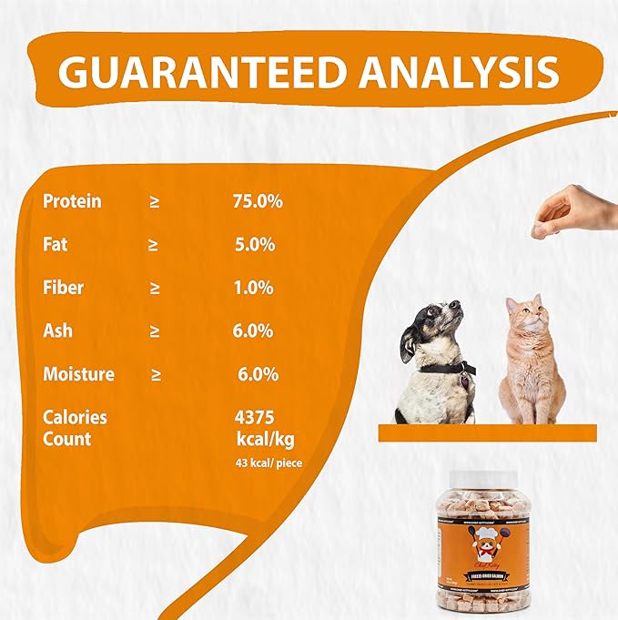 Freeze-Dried Salmon Treats for Cats & Dogs – 100% Wild Caught, Single Ingredient, High-Protein, Healthy Snack – No Additives or Preservatives – 2.6oz - Inspected & Tested in USA-Mewly Pet