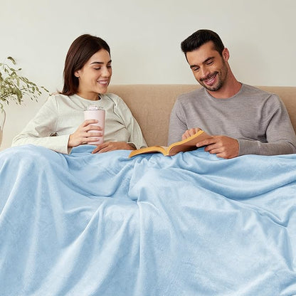 Exclusivo Mezcla Extra Large Fleece Throw Blanket for Couch, Sofa, 300GSM Super Soft and Warm Blankets, Ice Blue Throw All Season Use, Cozy, Plush, Lightweight, 50x70 Inches