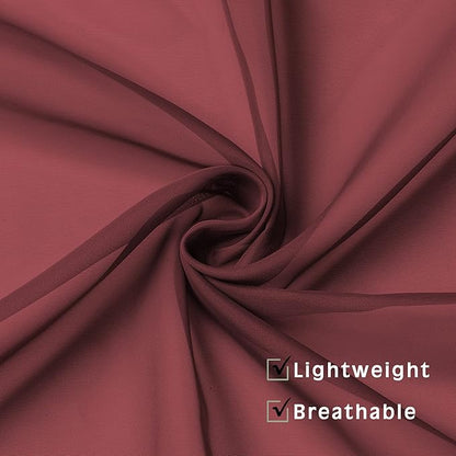 OVZME Burgundy Sheer Curtains 63 inch Length 2 Panels Set for Christmas, Elegant Light Filtering Airy Burgundy Voile Window Treatments, Each is 42W x 63L